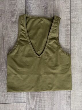 Athleta Aurora Seamless Crop Rib Tank Acacia Olive